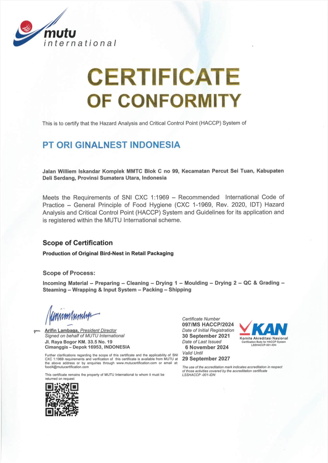 HACCP Certificate