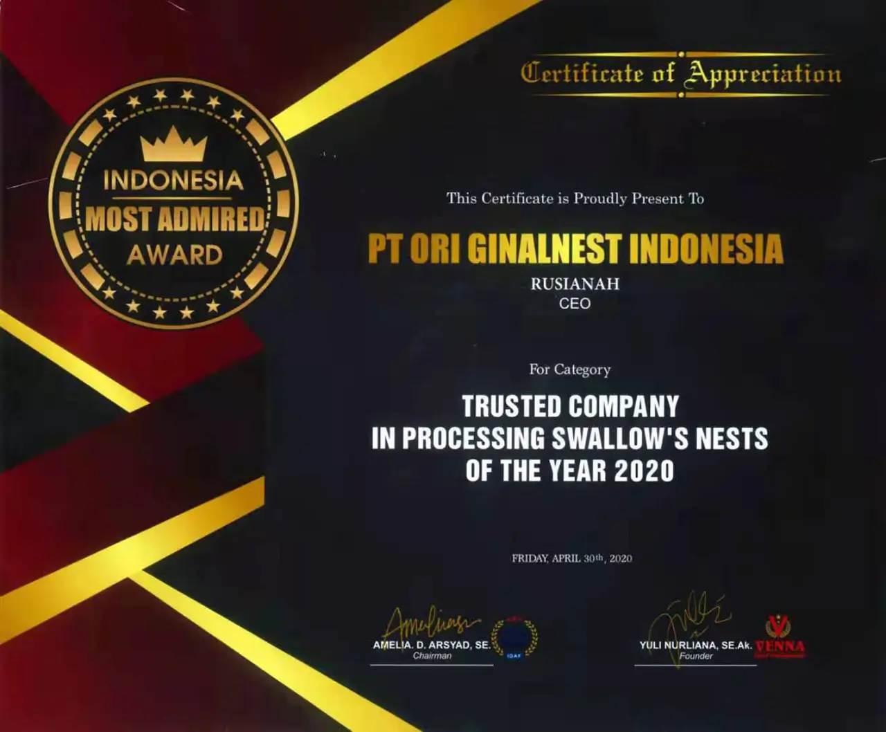 15. Trusted Company In Processing Swallows Nest of The Year 2020 | Indonesia Bird Nest